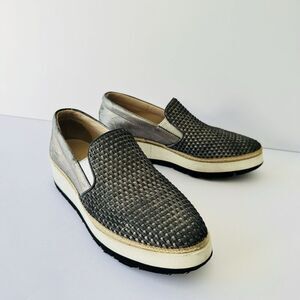 Pons Quintana Women Wedges Platform Slip On Shoes Gray Metallic 38 Luxury